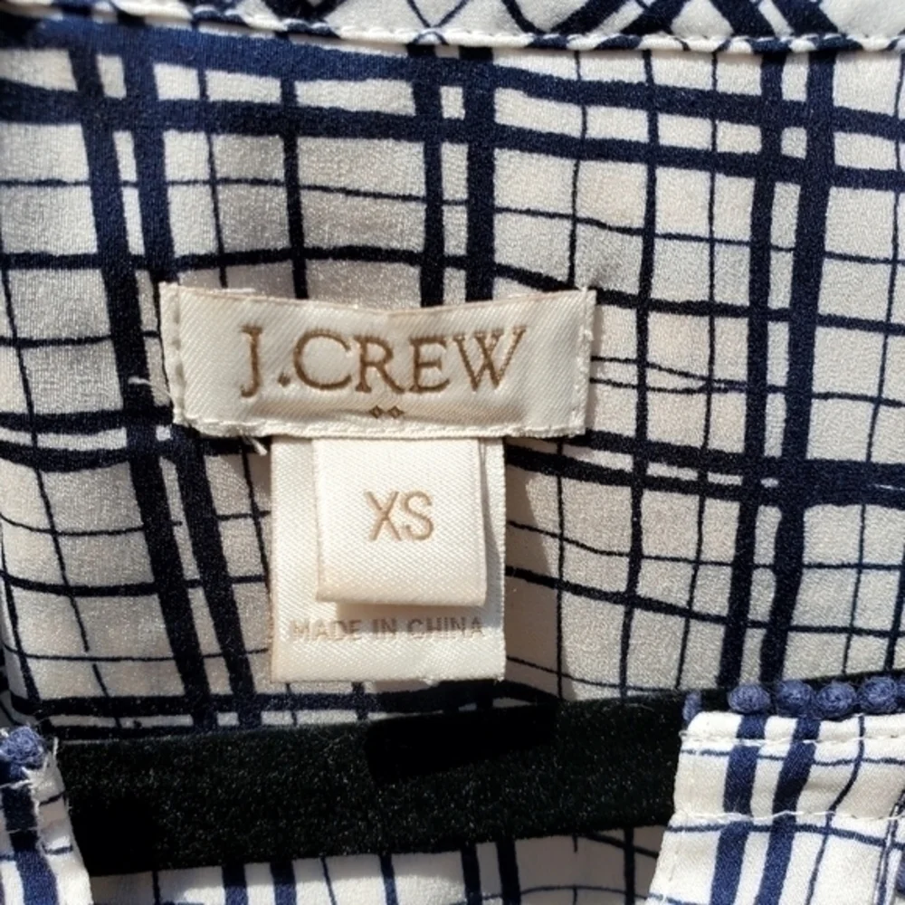 J. Crew Plaid Striped Silky Pullover Blouse Size XS‎